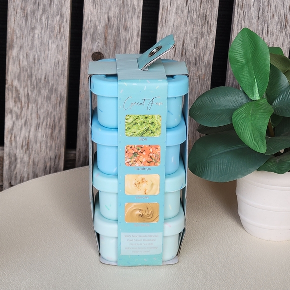 Prep & Go Condiment Containers - Blue Speckled Gradient 4 Pack - Picture 4 of 6